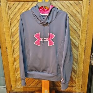 Under Armour Gray Hoodie with Pink Logo